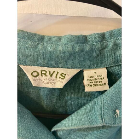 Orvis top shirts buttons small green 100 linen white translucent buttons #70534 - Picture 4 of 8